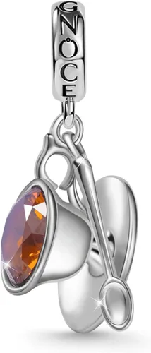 GNOCE Rose Gold Pendant Charm for Women Sterling Silver Coffee Cup Dangle Charms for BraceletNecklace Christmas Jewelry Gift For Mom Sister Daughter