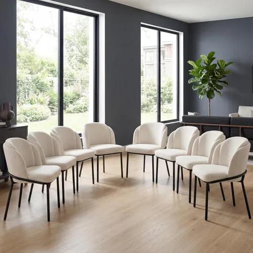 Miniatura 17 de Juego de 2 sillas de comedor, sillas de escritorio modernas, silla decorativa tapizada con respaldo curvado con patas de metal para oficina en casa