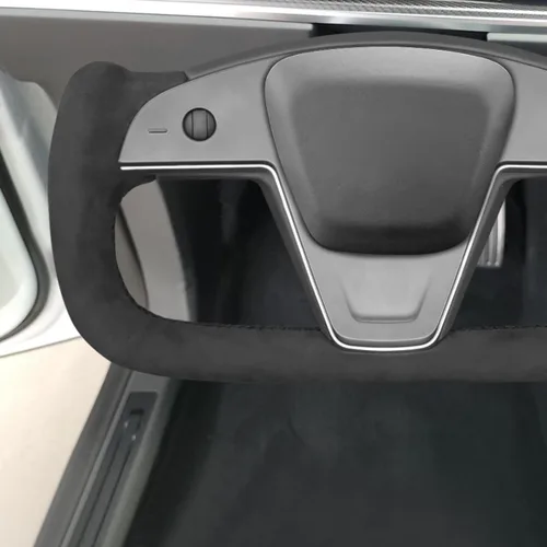 Miniatura 4 de MEWANT Funda de Volante de Athsuede con Costura Manual en Negro 9040 para Tesla Model S Yoke 2021-2023 Model X 2021-2023