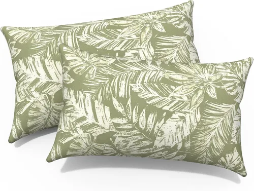 Miniatura 212 de Juego de 2 almohadas para exteriores de 16 x 16 pulgadas, repelentes al agua con interiores, para muebles de patio, hogar, jardín, geometría bohemia