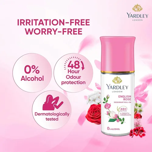 Miniatura 6 de Yardley London English Rose Desodorante antitranspirante roll-on 48 horas activo Sin alcohol 1.7 oz (1.7 fl oz)