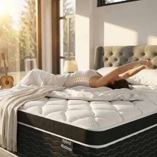Miniatura 4 de Ruoysun Colchón de lujo tamaño King de 12 pulgadas, colchón híbrido firme King en una caja, 7 zonas y soporte de bordes, espuma viscoelástica de gel