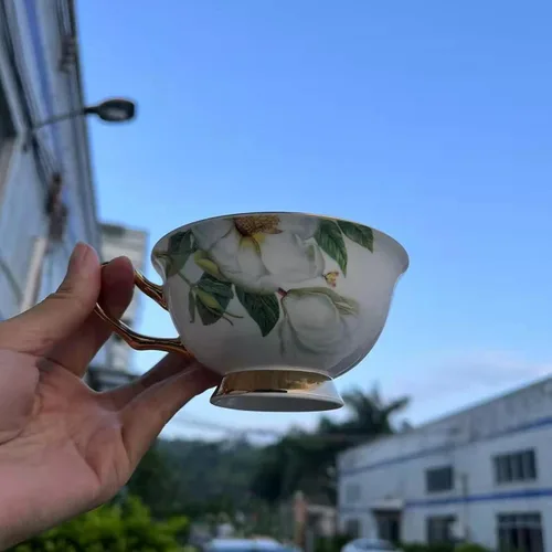 Miniatura 3 de Honorable Taza de café, capuchino, taza de té, con platillo para latte, porcelana de hueso fino, esmalte reactivo, 6.8 onzas-1 unidad
