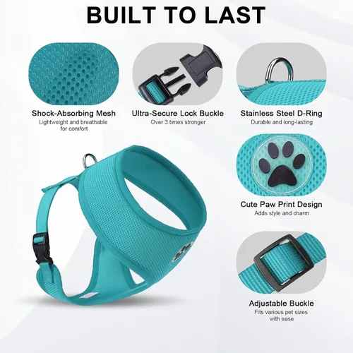 Miniatura 2 de BINGPET Arnés para perro sin tirones, arnés de chaleco tipo step-in de malla para todo clima para perros pequeños, arnés de malla transpirable