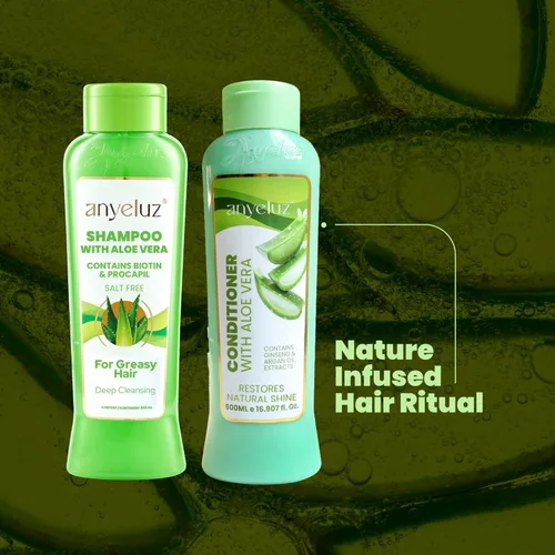 Miniatura 4 de ANYELUZ Juego de champú y acondicionador de aloe vera, con biotina, proporciona fuerza y vitalidad a tu cabello, elimina el exceso de aceite