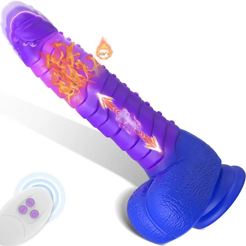 Consolador vibrador de empuje que cambia de color con calefacción, consolador fuerte con ventosa de 8.9 pulgadas, MEANINS Baron, consoladores