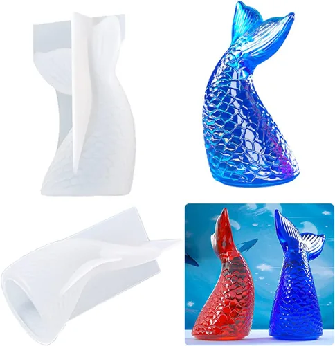 Miniatura 5 de Molde de cola de sirena, molde de epoxi de cristal, cola de pez 3D, moldes de resina de silicona, molde de fundición de resina epoxi, moldes