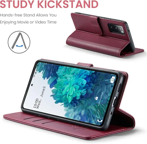Miniatura 4 de FLIPALM Funda tipo cartera para Samsung Galaxy S20 FE 5G, bloqueo RFID, tarjetero de crédito, de piel sintética, función atril, funda protectora a