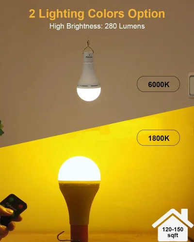 Miniatura 6 de Bombillas LED recargables USB con temporizador remoto, 5 modos de luz, luz diurna y ámbar, bombilla LED recargable de 1800 mAh para acampar