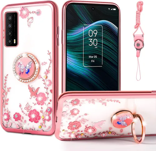 Miniatura 43 de nancheng Funda de teléfono para TCL A3X (A600DL), funda para Alcatel TCL A3X niñas y mujeres, bonita funda de silicona transparente con purpurina