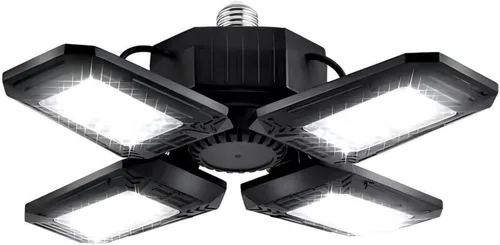 Luces LED deformables para garaje, 12000 lúmenes, 6500 K, luz diurna, 120 W, iluminación de techo de organización de garaje de cuatro hojas