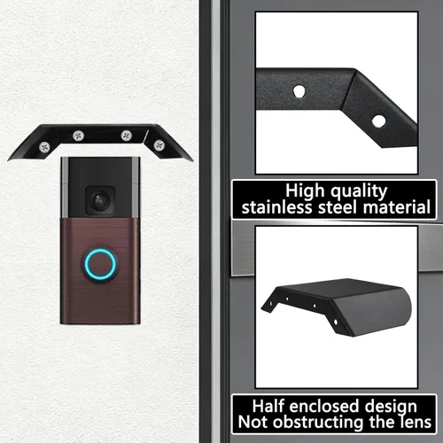 Miniatura 5 de Cubierta de acero inoxidable para timbre de puerta compatible con timbre de batería (2024)/Plus/1ª/2ª generación/3/4, parasol de lluvia resistente a