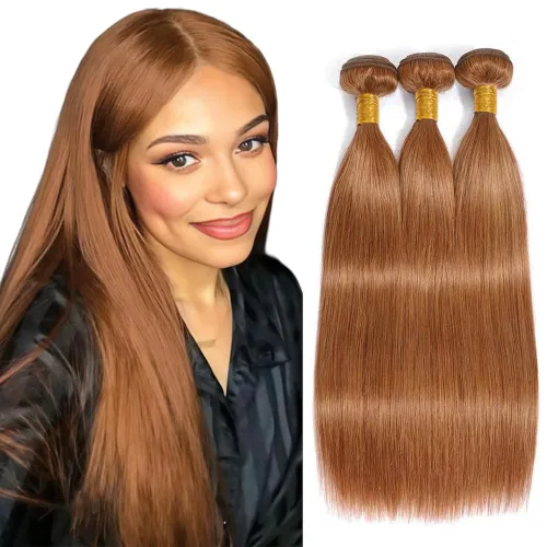 Miniatura 152 de Color 30 paquetes de cabello humano marrón onda del cuerpo paquetes 8 10 12 pulgadas brasileño virgen Remy extensiones de cabello humano doble trama