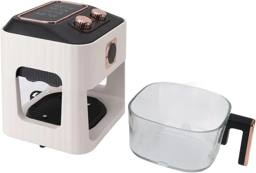 Miniatura 9 de Freidora de aire inteligente con ventana visual, capacidad de 6 L, control de temperatura, blanco, para comidas, freír, asar, recalentar