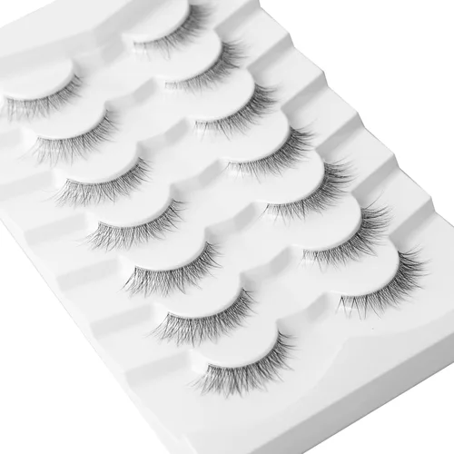 Miniatura 4 de Pestañas postizas cortas naturales, paquete de pestañas postizas de volumen ligero, banda transparente, pestañas postizas suaves, paquete múltiple
