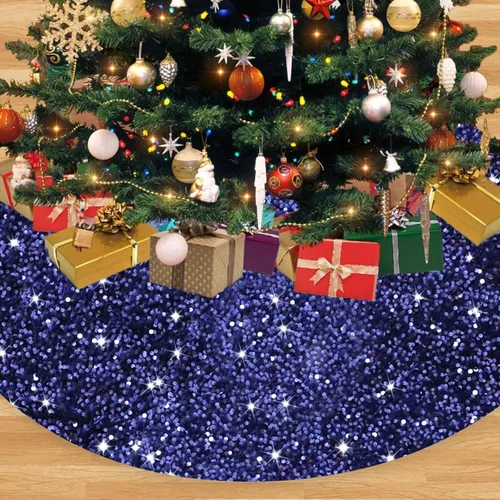 Miniatura 9 de FANPROMS Falda de árbol de Navidad rosa intenso con lentejuelas de 21 pulgadas, faldas de terciopelo de doble cara para árbol de Navidad de mesa