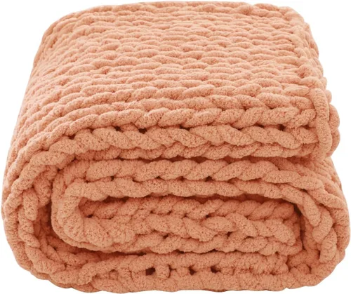 Miniatura 42 de WESHIONGOO Manta de Punto Grueso Throw 40"*40" (101.6cm*101.6cm) Mantas de Punto para Sofá Cama Manta Suave Esponjosa con Hilo Chenille Jumbo Grueso