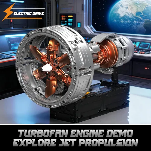 Miniatura 4 de Juegos de bloques de construcción de motor turborreactor, kit de modelo de motor a reacción motorizado con motor, mini kits de motor de avión que