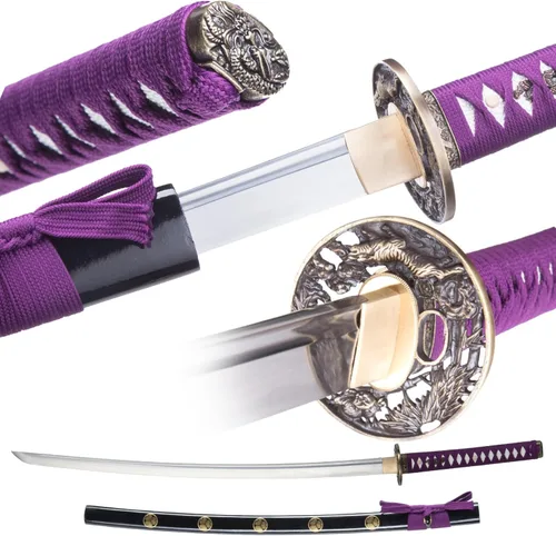 Miniatura 11 de Katana Sword, Handmade Samurai Sword 9260 Spring Steel - Plum Blossom Design, Full Tang & Clay Tempered - Ideal for Training, Practice, Collection &