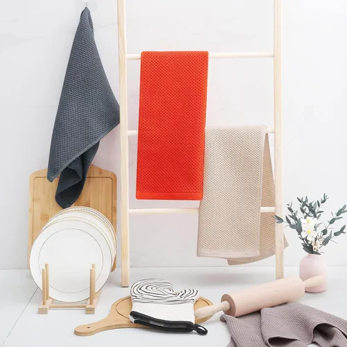 Miniatura 6 de Homaxy - Trapos de cocina 100% de algodón con tejido de punto gofre, ultrasuaves, absorbentes, de secado rápido, 13 x 28 pulgadas, paquete de 4