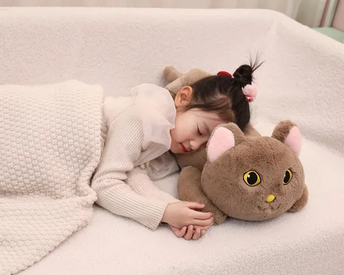 Miniatura 6 de YESGIRL Animales de peluche con peso de gato de 26.4 pulgadas, 5 libras, animal de peluche grande con peso, linda almohada de juguete de peluche
