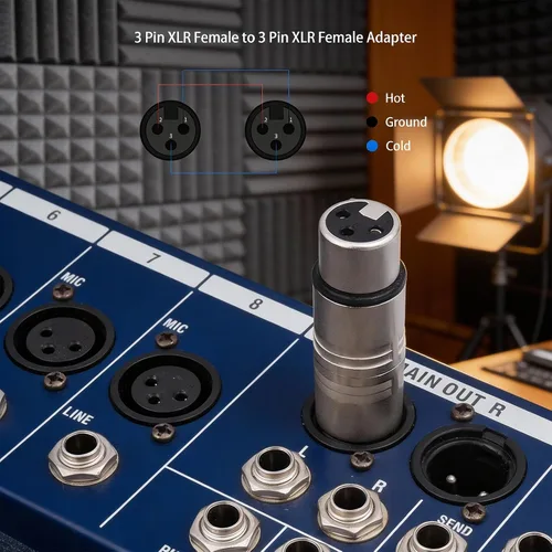 Miniatura 5 de Paquete de 2 adaptadores XLR hembra a hembra de 3 pines para micrófono cambiador de género XLR