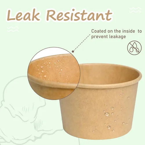 Miniatura 4 de ESSENTIAL Tazas de helado de papel, 50 piezas 8 onzas Cuencos desechables para postres para alimentos calientes o fríos, tapas no incluidas