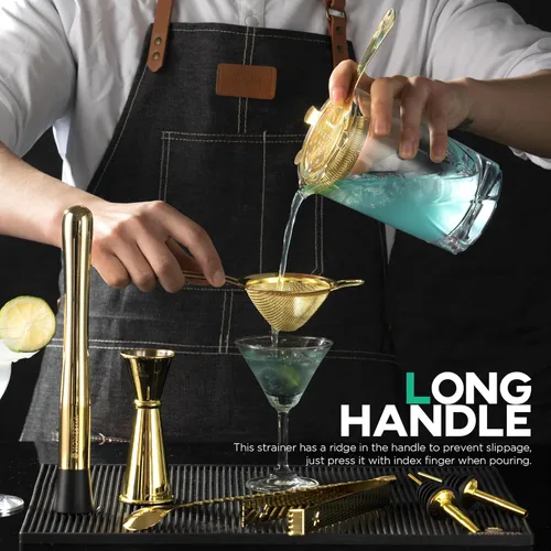 Miniatura 7 de Homestia Hawthorne - Colador de cóctel de acero inoxidable con resorte extraíble de alta densidad para bartending, cocteleras Boston y vasos Colador