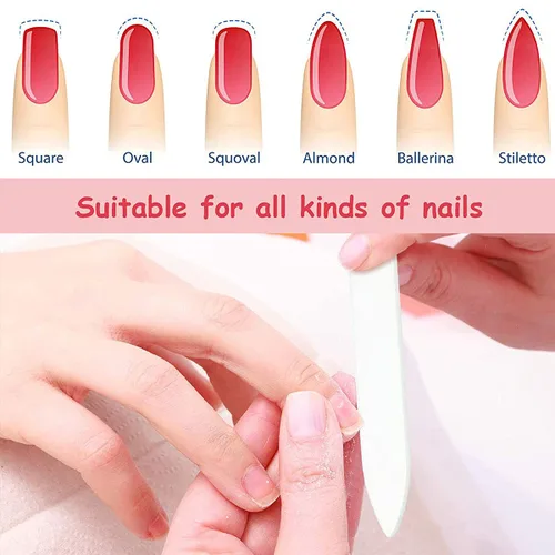 Miniatura 4 de Paquete de 5 limas de uñas de vidrio con estuche, limas de uñas de vidrio de doble cara, lima de uñas de vidrio de doble cara, juego de manicura