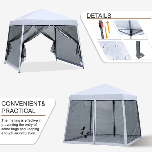 Miniatura 4 de MASTERCANOPY Toldo desplegable con malla de 10 x 10 pulgadas, color blanco