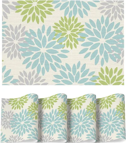 Miniatura 10 de Artoid Mode - Juego de 4 manteles individuales de vinilo con diseño floral, resistentes al calor, lavables, antideslizantes, de PVC, para decoración