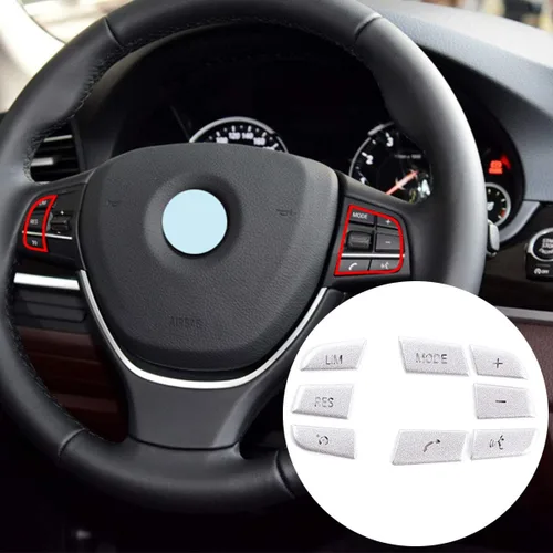 Aleación para BMW Serie 5 F10 5 Serie GT 2011-2017 Interior Volante Botón Parche Etiqueta Engomada Para 7 Series F01 2010-2014 Accesorios de Coche