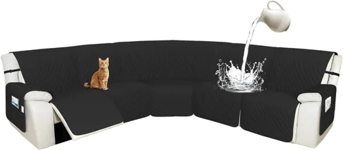 Miniatura 24 de Arfntevss Fundas de sofá modular reclinable, 100% impermeable, en forma de L, para sillón reclinable en forma de L, funda seccional lavable