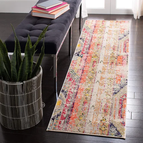 Miniatura 20 de SAFAVIEH Madison Collection - Alfombra decorativa de 2 pies 2 pulgadas x 4 pies, verde y naranja, diseño tribal envejecido, no desprende pelusa