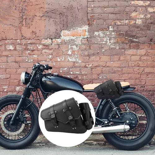 Miniatura 4 de Homoyoyo Bolsa de brazo oscilante, basculante para motocicletas, basculante de motocicleta con soporte para botella de agua, cuero sintético negro