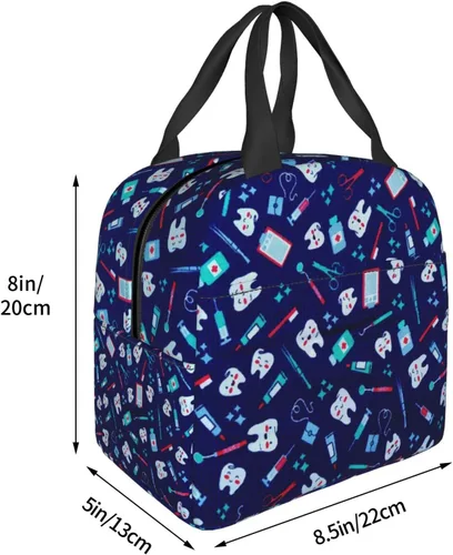 Miniatura 4 de Bolsa de Almuerzo Higienista Dental Lonchera para Mujeres y Hombres Bolsa de Picnic Aislada Enfriador Térmico Bolsa Tote Linda para Trabajo Camping