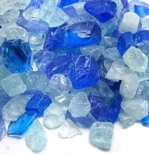 Miniatura 25 de (5 libras de mezcla de cobalto y azul de primera calidad, para interiores y exteriores, vidrio de fuego triturado para interiores y exteriores