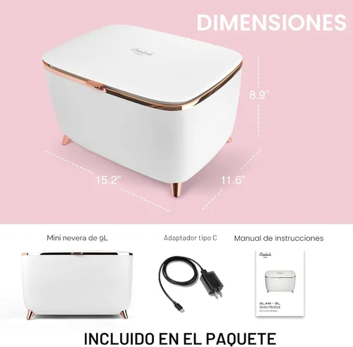 Miniatura 7 de Cooluli Glam Mini Refrigerador para el Cuidado de la Piel de 9L - Mini Refrigerador Rosa para Accesorios de Cuidado de la Piel, Maquillaje, Blanco