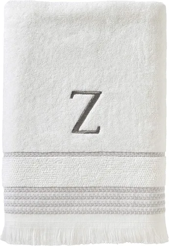 Miniatura 78 de SKL Home Toalla de baño casual con monograma, S, 28 x 54 pulgadas, color blanco