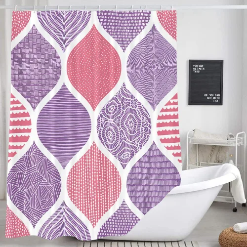 Miniatura 11 de JAWO Cortina de ducha gris retro bohemia de tela geométrica para decoración de baño, estilo bohemio, moderno, abstracto, cachemira, accesorios
