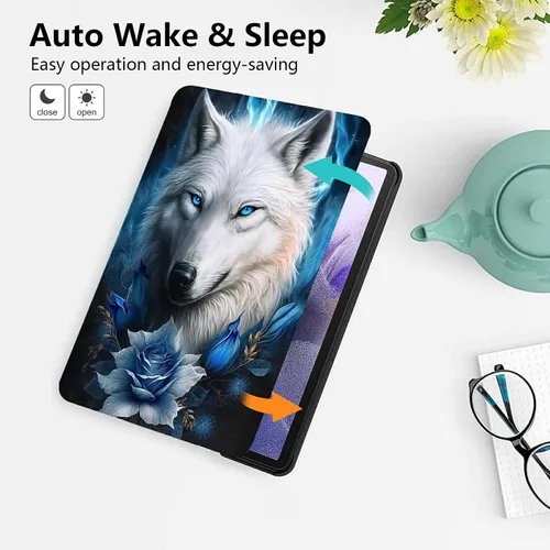 Miniatura 155 de Funda para tablet Fire 7 (12ª generación, versión 2022), delgada, a prueba de golpes, delgada, de piel sintética, con función de apagado/encendido