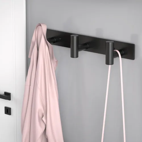 Miniatura 4 de PMMASTO Perchero montado en la pared, 3 ganchos de pared en forma de T para colgar, riel de ganchos para abrigos de acero inoxidable resistente
