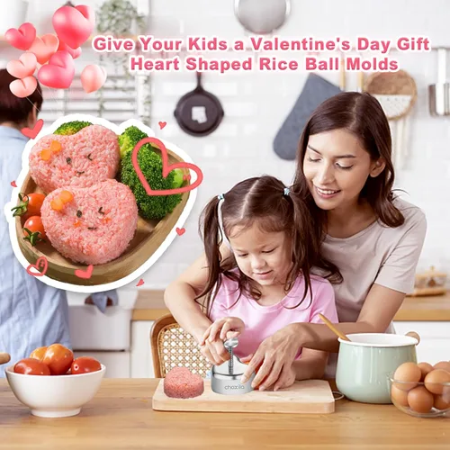 Miniatura 2 de Molde de Onigiri y Spam Musubi en forma de corazón, molde de bola de arroz de acero inoxidable, regalos para el día de San Valentín para niños