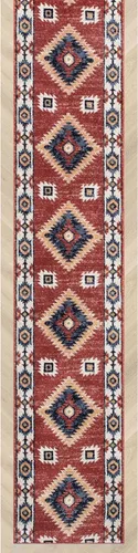 Miniatura 2 de Well Woven Alfombra de pasillo de tamaño personalizado, elige tu longitud, medallón tradicional rojo Lizette, 26 pulgadas de ancho x 3 pies de largo