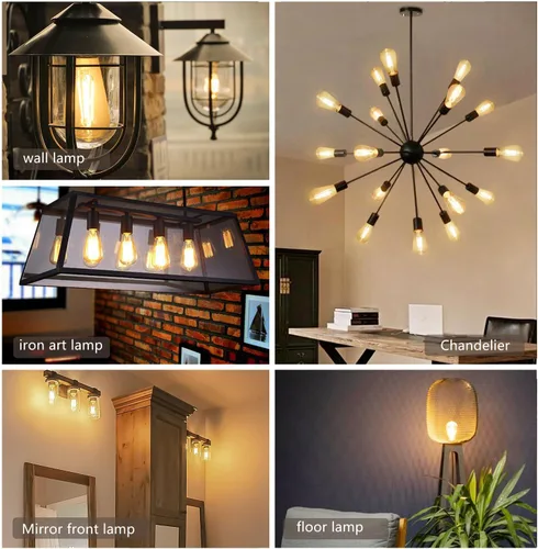 Miniatura 8 de BORT Paquete de 6 bombillas LED vintage ST58 resistentes a las roturas, blanco cálido 2700 K, bombillas Edison regulables de 6 W, equivalente a 60