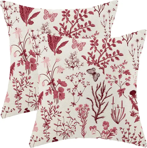 Miniatura 23 de AEIOAE Fundas de Almohada de Primavera 12x20 Pulgadas Juego de 2, Fundas de Almohadas Decorativas de Flores Silvestres y Plantas Verde Salvia