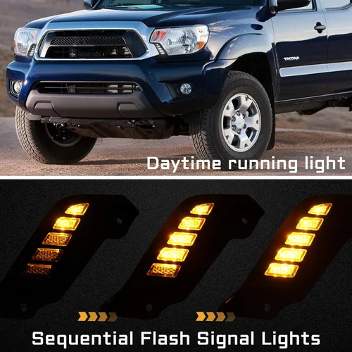 Miniatura 3 de Switchback Luz Marcadora Lateral Delantera LED Blanca/Ámbar Faro Luz de Circulación Diurna Luz de Señal de Giro Secuencial Ámbar Compatible