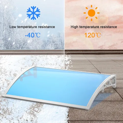 Miniatura 8 de Toldo azul moderno para ventana de patio, protección contra la lluvia y la nieve, refugio silencioso de policarbonato para jardín, porche, puerta