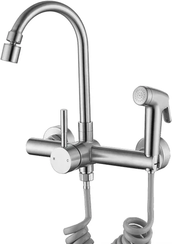 Miniatura 9 de Grifo de fregadero de cocina de montaje en pared, centro de 4 pulgadas, 6 pulgadas/8 pulgadas, grifo comercial plegable, grifo de llenado de ollas