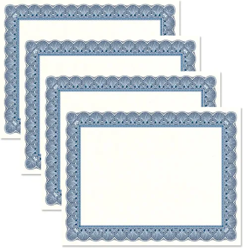 Miniatura 8 de Elite Blue & Blue Parchment Certificate Papers - Paquete de 100, compatible con impresoras láser y de inyección de tinta, para oficina, premios